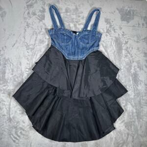 Anthropology Chic Blue and Black Mini Dress